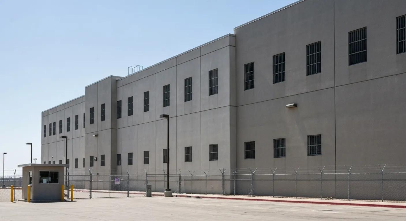 Exterior view of the Aurora Detention Center, highlighting its role in the bail process