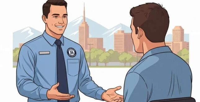 Friendly bondsman assisting a client in Colorado Springs, highlighting local bail bond services