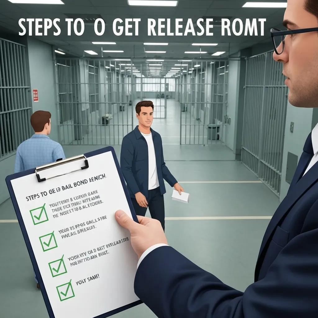 Bail bondsman guiding a client through the steps of jail release process