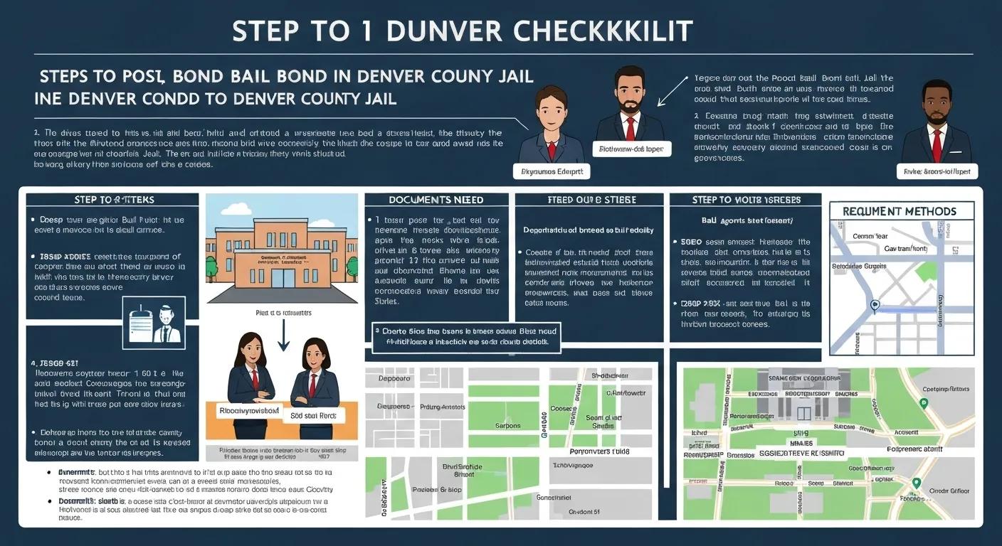 Checklist of steps to post a bail bond in Denver County Jail, highlighting the process for clarity