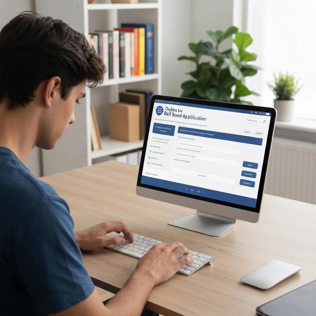 Close-up of an online bail bond application form on a computer screen