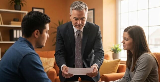 Arapahoe County bondsman assisting a family in a cozy office setting