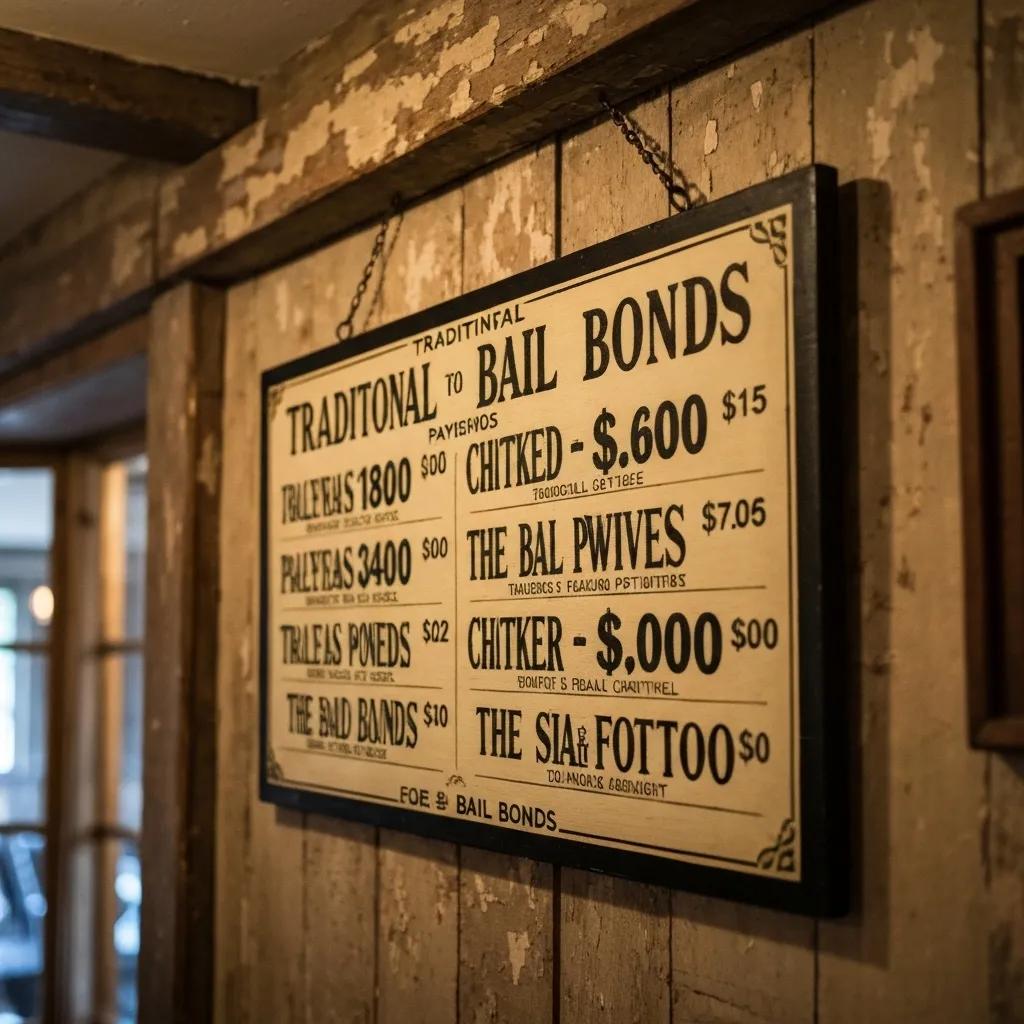 Close-up of payment options for bail bonds including credit card and cash