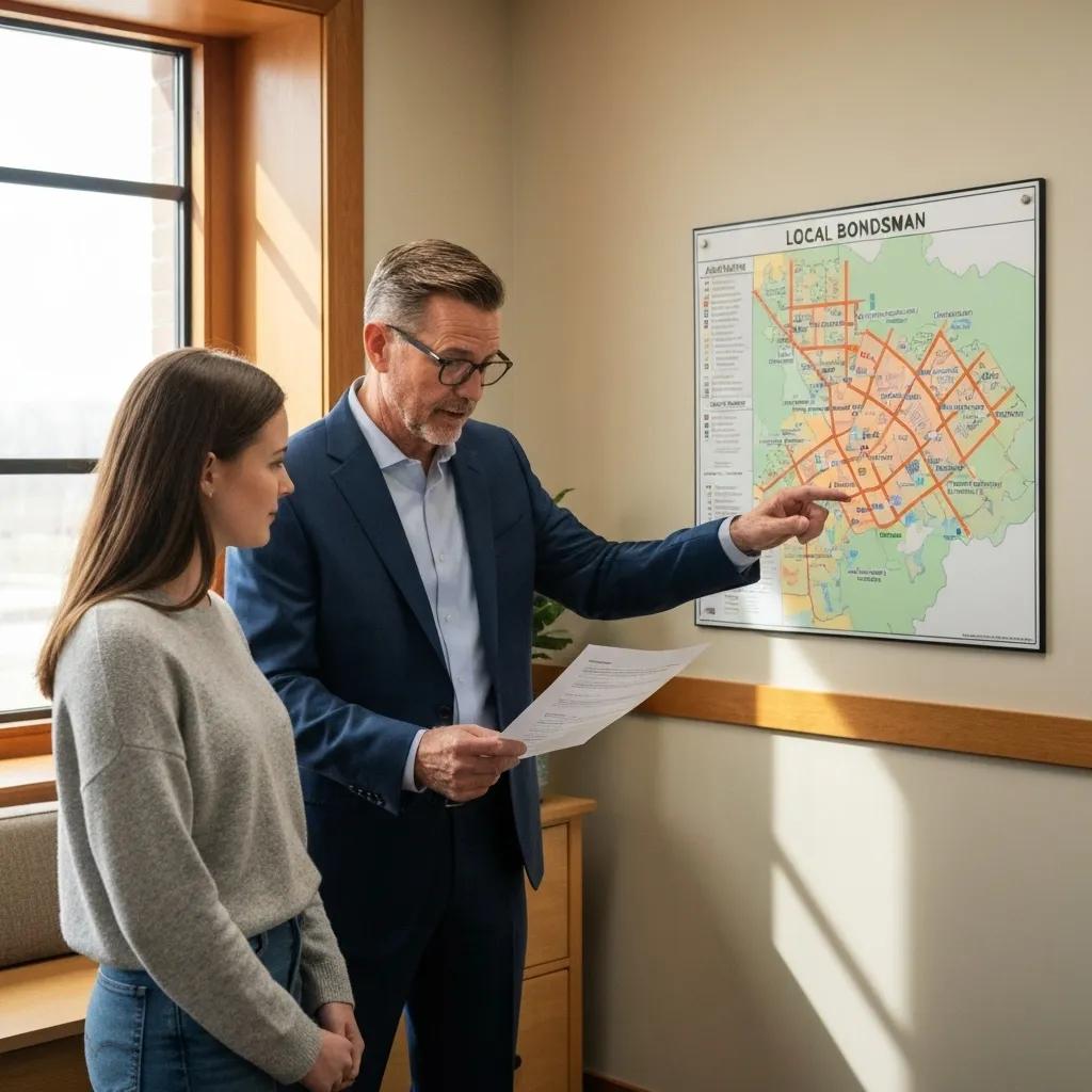 Local bondsman guiding a client through the bail process in Aurora