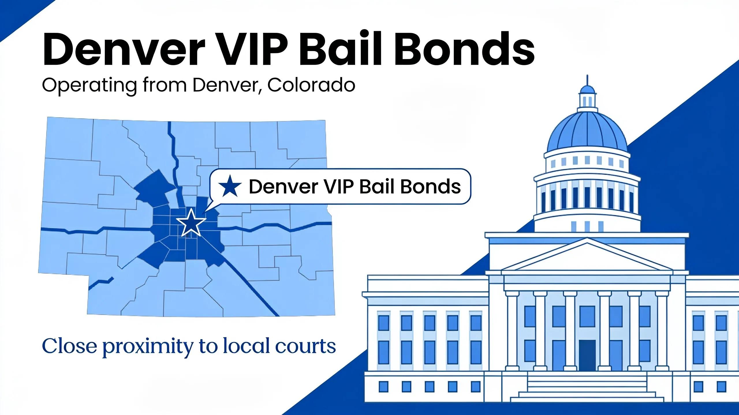Denver VIP Bail Bonds operates from Denver, Colorado, placing the company close to the courts